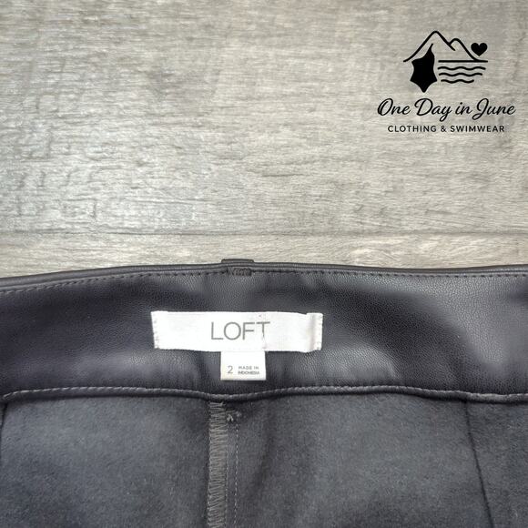 Loft Faux Leather Straight Leg Pants Size 2 - Picture 2 of 6